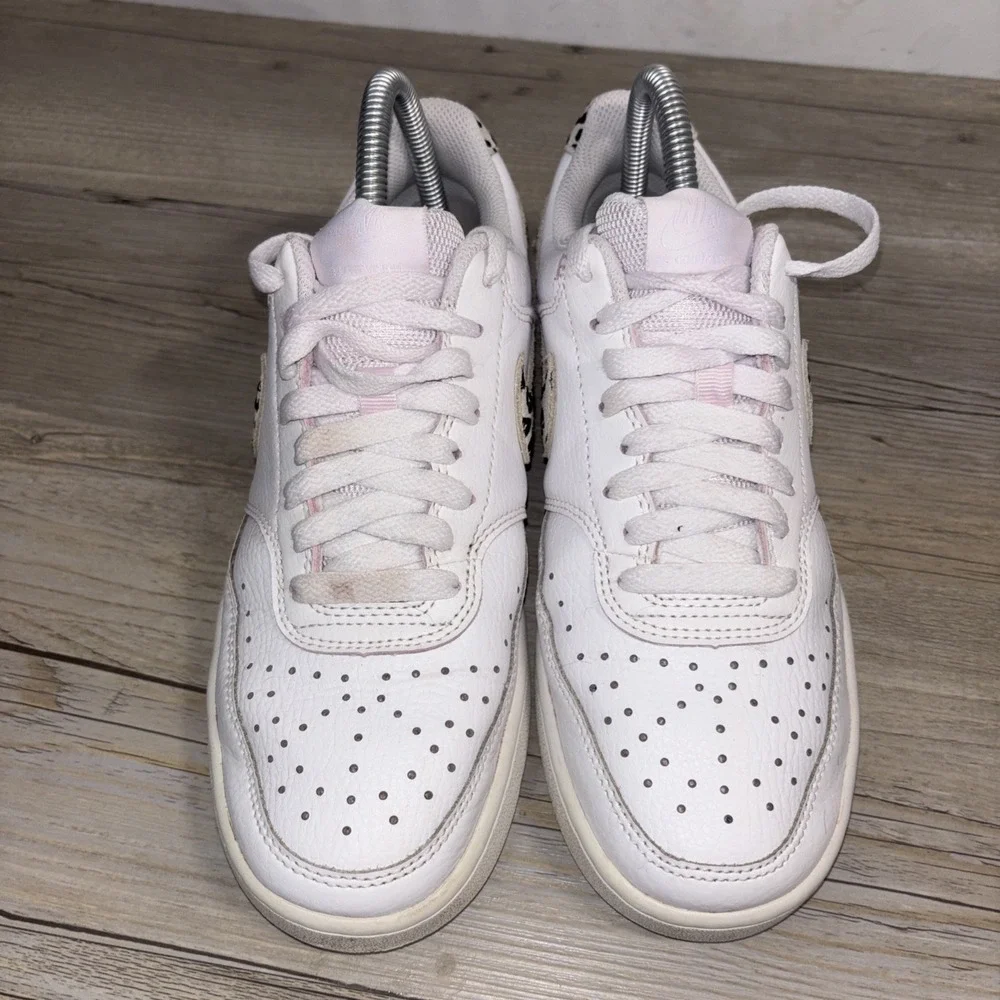 Nike Women's Court Vision Low Top Lace-Up Leopard Swoosh Sneakers PLEASE READ